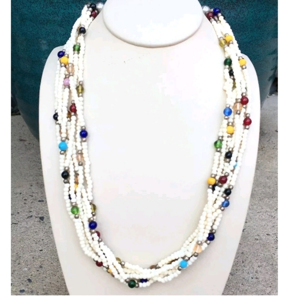 Vtg Glass Ethnic Tribal African Trade Necklace - Picture 5 of 5